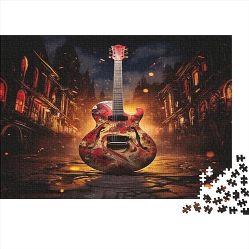 1000-teiliges Puzzle für Erwachsene, Musikgitarren-Geschenke, kreative rechteckige Puzzles, Holzpuzzle 1000 Teile (75 x 50 cm) von LCZLCZ