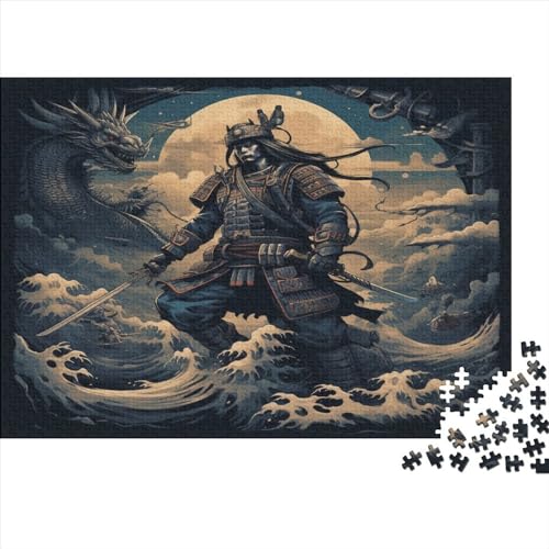 1000-teiliges Puzzle für Erwachsene, japanische Samurai-Geschenke, kreative rechteckige Puzzles, Holzpuzzle 1000 Teile (75 x 50 cm) von LCZLCZ