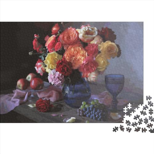 1000-teiliges Puzzle für Erwachsene, orangefarbene Rosen, Holzpuzzle, Familienunterhaltungsspielzeug, 1000 Teile (75 x 50 cm) von LCZLCZ