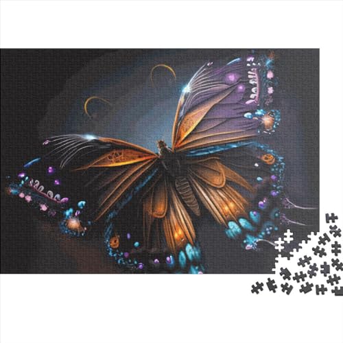 1000-teiliges Puzzle mit Schmetterlingsnacht für Erwachsene, kreatives rechteckiges Holzpuzzle, Geschenk für Freunde und Familie, 1000 Teile (75 x 50 cm) von LCZLCZ