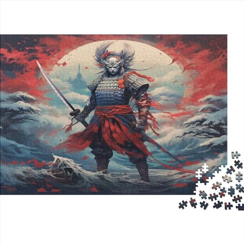 1000-teiliges rechteckiges Puzzle für Erwachsene, japanischer Samurai, kreative Puzzle-Herausforderung, Spielzeugpuzzle, 1000 Stück (75 x 50 cm) von LCZLCZ