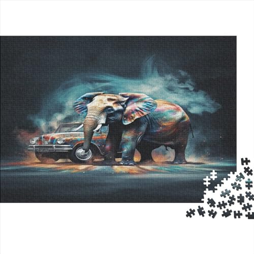 300-teiliges Puzzle für Erwachsene, Tier-Elefant-Geschenke, kreative rechteckige Puzzles, Holzpuzzle 300 Teile (40 x 28 cm) von LCZLCZ