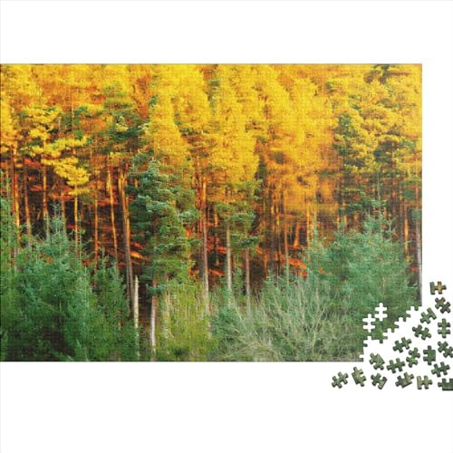300-teiliges Puzzle für Erwachsene, gelbe Bäume, Puzzle-Sets für Familien, Holzpuzzles, Gehirn-Herausforderungspuzzle, 300 Teile (40 x 28 cm) von LCZLCZ