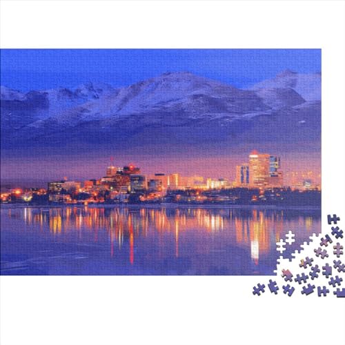 Alaska Anchorage Holzpuzzle für Erwachsene, 1000 Teile, rechteckiges Puzzle, Geschenke für Erwachsene, Spiel 1000 Teile (75 x 50 cm) von LCZLCZ