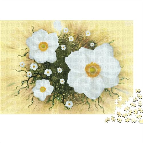 Anemone Sylvestris 1000-teiliges Puzzle für Erwachsene, kreatives rechteckiges Holzpuzzle, Geschenk für Freunde und Familie, 1000 Teile (75 x 50 cm) von LCZLCZ