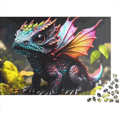 Drachen-Puzzle mit 500 Teilen für Erwachsene, kreatives rechteckiges Holzpuzzle, Geschenk für Freunde und Familie, 500 Teile (52 x 38 cm) von LCZLCZ