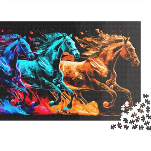 Holzpuzzle mit Pferd, für Erwachsene, 1000 Teile, rechteckiges Puzzle, Geschenke für Erwachsene, Spiel, 1000 Teile (75 x 50 cm) von LCZLCZ