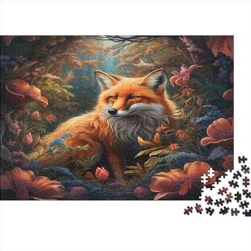 Kreative rechteckige Puzzles für Erwachsene, 1000 Teile, Tierfuchs, Holzpuzzle, praktisches Spiel, Familiendekoration, 1000 Teile (75 x 50 cm) von LCZLCZ