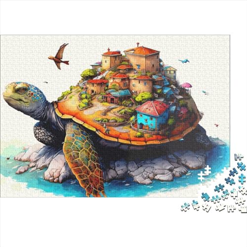 Kreatives Schildkröten-Geschenk aus Holz, 1000 Teile, Puzzle für Erwachsene, rechteckiges Puzzle, Gehirnübung, Herausforderungsspiel, 1000 Teile (75 x 50 cm) von LCZLCZ