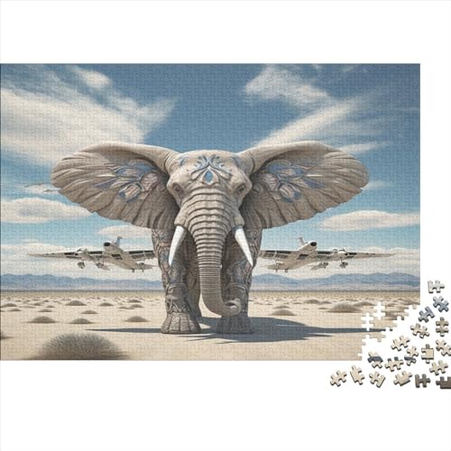 Kreatives Tier-Elefant-Geschenk aus Holz, 1000 Teile, Puzzle für Erwachsene, rechteckiges Puzzle, Gehirnübung, Herausforderungsspiel, 1000 Teile (75 x 50 cm) von LCZLCZ