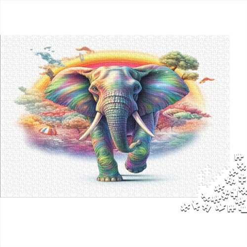 Kreatives Tier-Elefant-Puzzle für Erwachsene, 1000-teiliges Puzzle für Kinder, Familie, herausfordernde Spiele, Spielzeug, Geschenke, 1000 Teile (75 x 50 cm) von LCZLCZ