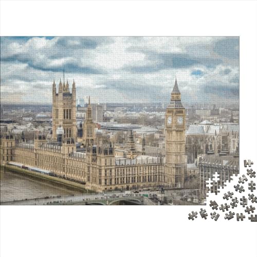 London Holzpuzzle für Erwachsene, 1000 Teile, rechteckiges Puzzle, Geschenke für Erwachsene, Spiel, 1000 Teile (75 x 50 cm) von LCZLCZ