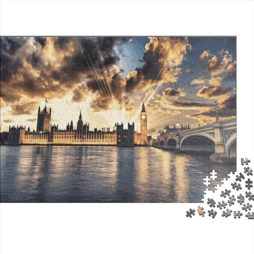 London Holzpuzzle für Erwachsene, 500 Teile, rechteckiges Puzzle, Geschenke für Erwachsene, Spiel, 500 Teile (52 x 38 cm) von LCZLCZ