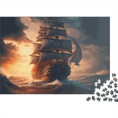 Piratenschiff-Puzzle, 1000 Teile, kreatives rechteckiges großes Familienpuzzlespiel, Kunstwerk für Erwachsene, 1000 Teile (75 x 50 cm) von LCZLCZ
