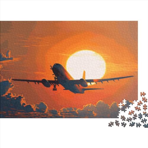 Puzzle für Kinder, Flugzeug-Sonnenuntergang, 1000 Teile, Holzpuzzle für Erwachsene und Kinder, Herausforderungsfamilie, 1000 Teile (75 x 50 cm) von LCZLCZ