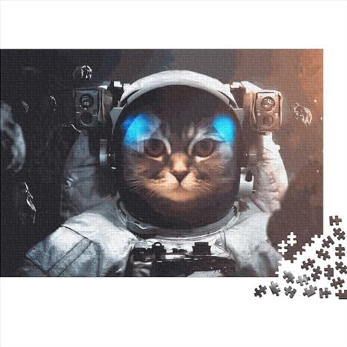 Puzzle mit Katzen-Astronauten, 1000 Teile, für Erwachsene, Puzzle, Lernspiele, 1000 Teile (75 x 50 cm) von LCZLCZ