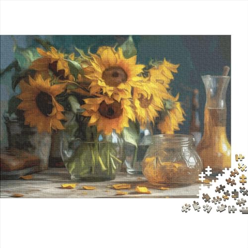 Puzzles für Erwachsene, 300 Teile, Sonnenblumenmalerei, Geschenk, Holzbrettpuzzles für Erwachsene, lustig, 300 Teile (40 x 28 cm) von LCZLCZ
