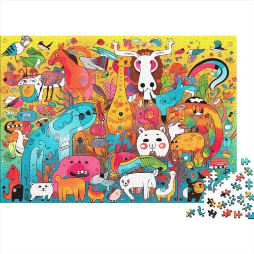 Tier-Abstrakte Kunst-Geschenke, 300-teiliges Puzzle für Erwachsene – Holzpuzzles – Entspannungspuzzlespiele – Denksport-Puzzle 300 Teile (40 x 28 cm) von LCZLCZ