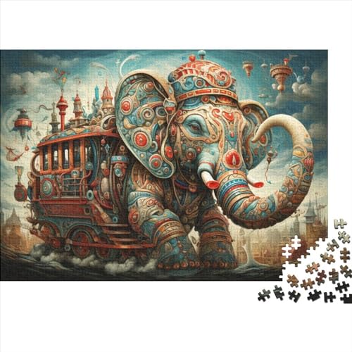 Tier-Elefant-Puzzle, 1000 Teile, kreatives rechteckiges großes Familienpuzzlespiel, Kunstwerk für Erwachsene, 1000 Teile (75 x 50 cm) von LCZLCZ