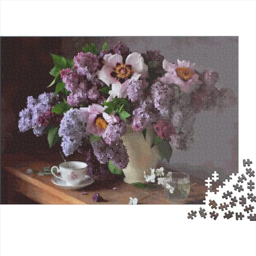 Violette Flieder-Puzzles, 1000 Teile, kreatives rechteckiges großes Familienpuzzlespiel, Kunstwerk für Erwachsene, 1000 Teile (75 x 50 cm) von LCZLCZ