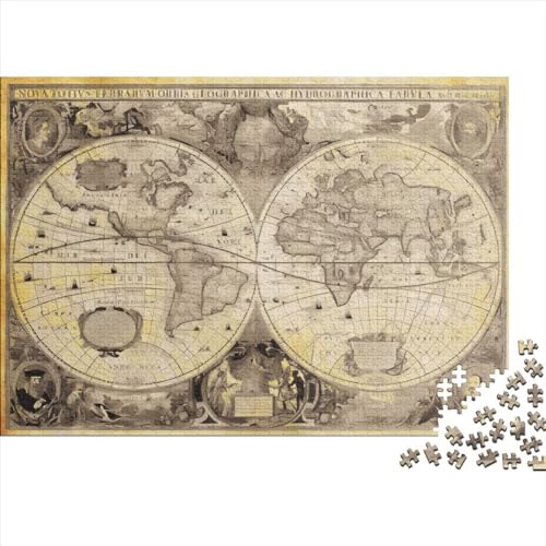 Weltkarte 300-teiliges Puzzle für Erwachsene, kreatives rechteckiges Holzpuzzle, Geschenk für Freunde und Familie, 300 Teile (40 x 28 cm) von LCZLCZ