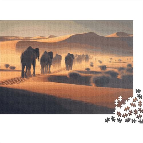 Wilde Elefanten-Tierpuzzles, 1000 Teile, kreatives rechteckiges großes Familienpuzzlespiel, Kunstwerk für Erwachsene, 1000 Teile (75 x 50 cm) von LCZLCZ