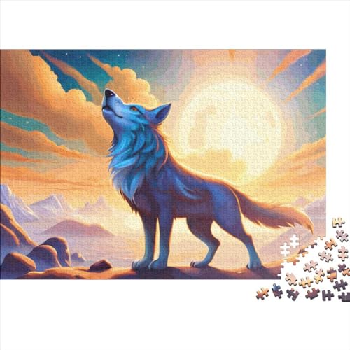 Wolf heulendes Holzpuzzle für Erwachsene, 1000-teiliges Puzzle, rechteckiges Puzzle, Geschenke für Erwachsene, Spiel 1000 Stück (75 x 50 cm) von LCZLCZ