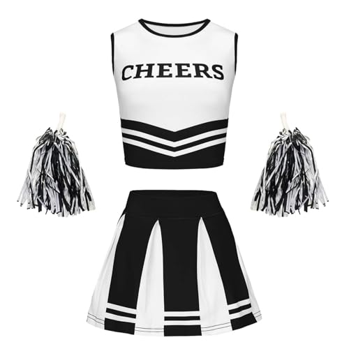 LCpddajlspig Cheerleader Kostüm Cheerleader Kostüm Damen Sexy Cheerleading Uniform Kein mit Pompons High School Cheerleader Kostüm für Halloween Party Verkleidung Karneval von LCpddajlspig