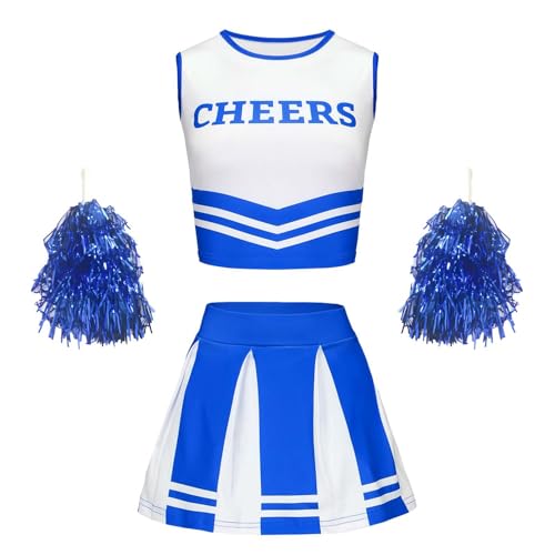 LCpddajlspig Dress Cheerleader Kostüm Kinder mit High School Cheerleader– Halloween Kostüm Teenager Mädchen – Kinderkostüm Faschingskostüme Kinder, Karneval, Party von LCpddajlspig