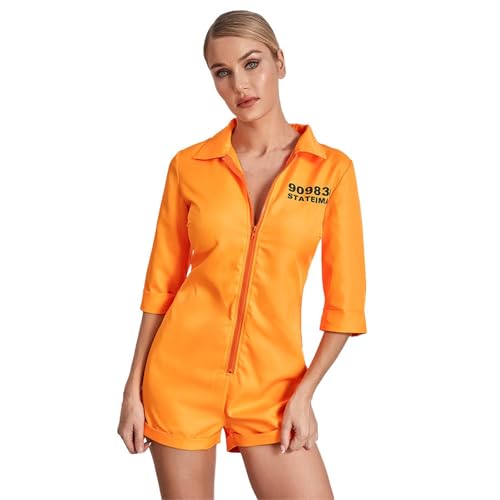 LCpddajlspig Gefängnis Kostüm Orange, Sträfling Kostüm, Häftling Kostüm, Festliches Outfit, Prisoner, Silvester Outfit, Silvester Outfit, Angel Adventskalender 2024, Party Outfit, von LCpddajlspig