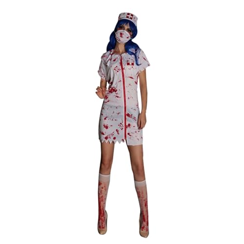 LCpddajlspig Halloween Kostüm Damen Gruselig: Krankenschwester Kostüm Horror Halloween Zombie Blutige Cosplay Karneval Mottoparty LCpddajlspig Halloween Kostüm Damen Gruselig: Krankenschwester Kostüm Horror Halloween Zombie Blutige Cosplay Karneval Mottoparty von LCpddajlspig