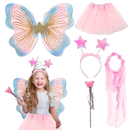 LDBKLGHJ Schmetterling Kostüm Nachwuchs Set - Fee Flügel und Tutu Rock, Ideal für junge Damen 3-8 Jahre - Märchenhaftes Schmetterlings Fee Flügel Kostüm LDBKLGHJ Schmetterling Kostüm Nachwuchs Set - Fee Flügel und Tutu Rock, Ideal für junge Damen 3-8 Jahre - Märchenhaftes Schmetterlings Fee Flügel Kostüm von LDBKLGHJ