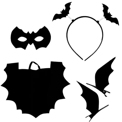 LDDYKZY 5pcs Fledermaus Kostüm Kinder Mädchen Fledermaus Umhang Cape mit Maske Junge Fasching skostüme Karneval Kostüm Cosplay Party 100 * 85cm von LDDYKZY