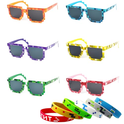 LDDYKZY 6 Game Sonnenbrille Bunt Thug Life Brille und 12 Game Silikon Armband für Gamer Geburtstagsdeko Gaming Brille für Kinder Erwachsene Halloween Karneval Cosplay LDDYKZY 6 Game Sonnenbrille Bunt Thug Life Brille und 12 Game Silikon Armband für Gamer Geburtstagsdeko Gaming Brille für Kinder Erwachsene Halloween Karneval Cosplay von LDDYKZY