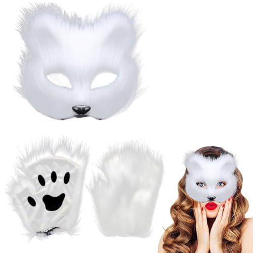 LDDYKZY Fuchsmasken Weiße Handschuhe Halbgesichts-Fuchsmaske Halloween Party Cosplay Kostüme Requisiten Katze Halbes Gesicht Masken Karneval Weihnachten Maskerade LDDYKZY Fuchsmasken Weiße Handschuhe Halbgesichts-Fuchsmaske Halloween Party Cosplay Kostüme Requisiten Katze Halbes Gesicht Masken Karneval Weihnachten Maskerade von LDDYKZY