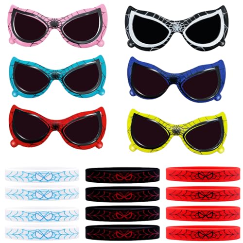 LDDYKZY Superhelden Party Set, 6 Spider Sonnenbrillen Bunt, 12 Spider Silikonarmbänder, für Kinder und Erwachsene, Geburtstagsdeko, Karneval LDDYKZY Superhelden Party Set, 6 Spider Sonnenbrillen Bunt, 12 Spider Silikonarmbänder, für Kinder und Erwachsene, Geburtstagsdeko, Karneval von LDDYKZY