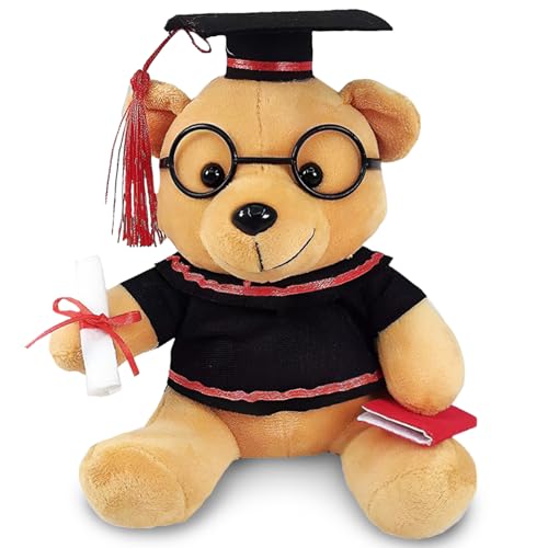 Plüsch GraduationBär, Plüschtier Abschluss, Plüschbär Spielzeug Teddy Plüschbär mit Brille, Grad-Dekorationen Statuen- Komfort Abschlussfeier-Dekorationen für den Abschluss, Abitur oder Studium von LDDYKZY