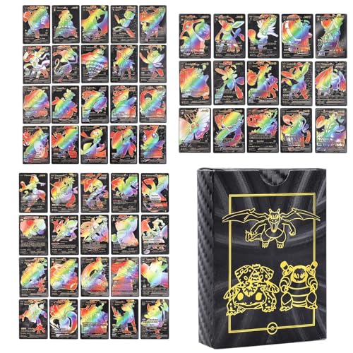 Vamx Karten 55pcs Rare Karten Für Po Freunde und Familie Vmax Karten, Sammelkarten Set, Nicht original Inklusive TCG-Deckbox,Keine Wiederholung Blcak von LDDYKZY