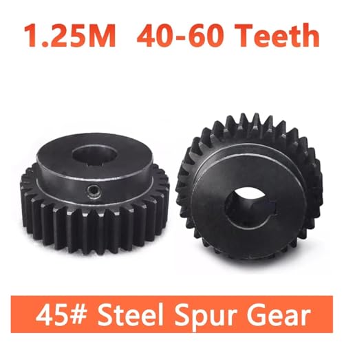 LDHNFBYV 1 Stück 40T-60T 1,25M Stirnradgetriebe 1,25 Modul Stahlmotorgetriebe mit schrittweiser zylindrischer Zahnradbohrung(16mm,50 Teeth) von LDHNFBYV