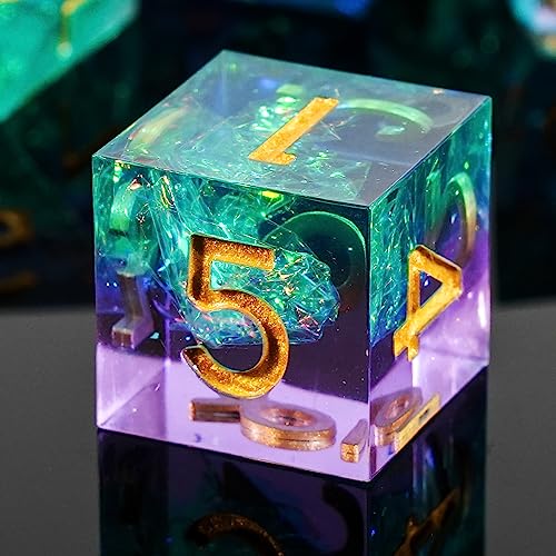 LDICEK DND-Würfel-Set, Dungeons and Dragons, scharfe Kanten, 7 Stück, facettierte DND-Würfel, goldene Zahlen und schöne Eisen-Box, perfekt für Dungeons & Dragons RPG und Brettspiele (Cyan-Lila) LDICEK DND-Würfel-Set, Dungeons and Dragons, scharfe Kanten, 7 Stück, facettierte DND-Würfel, goldene Zahlen und schöne Eisen-Box, perfekt für Dungeons & Dragons RPG und Brettspiele (Cyan-Lila) von LDICEK