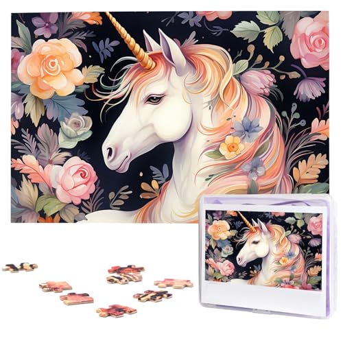 1000 Teile Holzpuzzles für Erwachsene, personalisiertes Blumen- und Einhorn-Puzzle, interessante individuelle Fotopuzzles, Geschenk für Feiertage, Geburtstag, Hochzeit, Jahrestag 1000 Teile Holzpuzzles für Erwachsene, personalisiertes Blumen- und Einhorn-Puzzle, interessante individuelle Fotopuzzles, Geschenk für Feiertage, Geburtstag, Hochzeit, Jahrestag von LDTVSFZQ