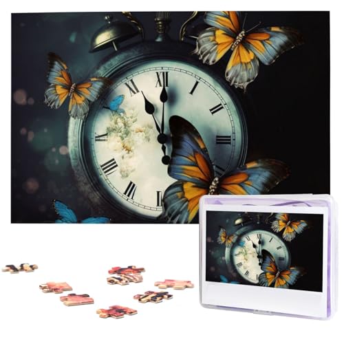 Holzpuzzle für Erwachsene, 1000 Stück, personalisierbare Schmetterlingsuhr, 1 interessantes Puzzle, personalisierte Fotopuzzle, Geschenk für Urlaub, Geburtstag, Hochzeit Holzpuzzle für Erwachsene, 1000 Stück, personalisierbare Schmetterlingsuhr, 1 interessantes Puzzle, personalisierte Fotopuzzle, Geschenk für Urlaub, Geburtstag, Hochzeit von LDTVSFZQ