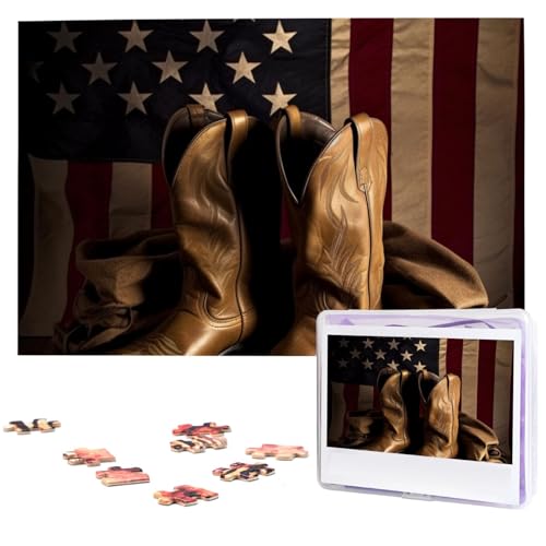 Holzpuzzle für Erwachsene, 1000 Teile, amerikanische Flagge, personalisierbar, Cowboystiefel, interessantes Fotopuzzle, Geschenk für Urlaub, Geburtstag, Hochzeit Holzpuzzle für Erwachsene, 1000 Teile, amerikanische Flagge, personalisierbar, Cowboystiefel, interessantes Fotopuzzle, Geschenk für Urlaub, Geburtstag, Hochzeit von LDTVSFZQ