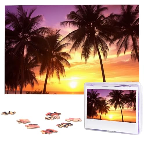 Holzpuzzle für Erwachsene, 1000 Teile, personalisierbar, Palmen bei Sonnenuntergang, interessantes Fotopuzzle, Geschenk für Urlaub, Geburtstag, Hochzeit, Jahrestag Holzpuzzle für Erwachsene, 1000 Teile, personalisierbar, Palmen bei Sonnenuntergang, interessantes Fotopuzzle, Geschenk für Urlaub, Geburtstag, Hochzeit, Jahrestag von LDTVSFZQ