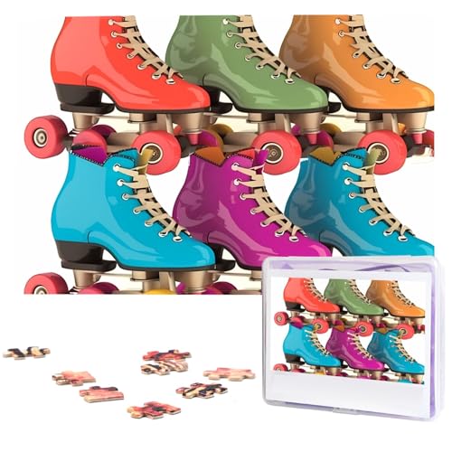 Holzpuzzle für Erwachsene, 1000 Teile, personalisierbar, Retro, bunt, Rollschuhe, Rollschuhe, 1 interessantes Puzzle, personalisierte Fotopuzzle, Urlaubsgeschenk Holzpuzzle für Erwachsene, 1000 Teile, personalisierbar, Retro, bunt, Rollschuhe, Rollschuhe, 1 interessantes Puzzle, personalisierte Fotopuzzle, Urlaubsgeschenk von LDTVSFZQ