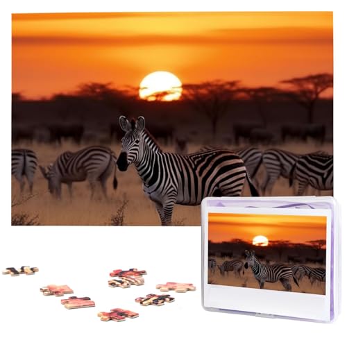 Holzpuzzle für Erwachsene, 1000 Teile, personalisierbares Afrika-Puzzle, Sonnenuntergang, Zebra, interessantes Puzzle, personalisierte Fotopuzzle, Geschenk für Urlaub, Geburtstag Holzpuzzle für Erwachsene, 1000 Teile, personalisierbares Afrika-Puzzle, Sonnenuntergang, Zebra, interessantes Puzzle, personalisierte Fotopuzzle, Geschenk für Urlaub, Geburtstag von LDTVSFZQ