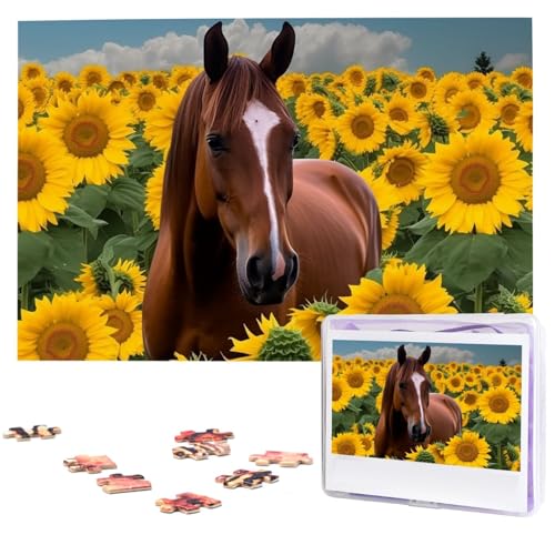 Holzpuzzle für Erwachsene, 1000 Teile, personalisierbares Pferde- und Sonnenblumen-Puzzle, interessantes Puzzle, personalisierte Fotopuzzle, Geschenk für Urlaub, Geburtstag, Hochzeit Holzpuzzle für Erwachsene, 1000 Teile, personalisierbares Pferde- und Sonnenblumen-Puzzle, interessantes Puzzle, personalisierte Fotopuzzle, Geschenk für Urlaub, Geburtstag, Hochzeit von LDTVSFZQ