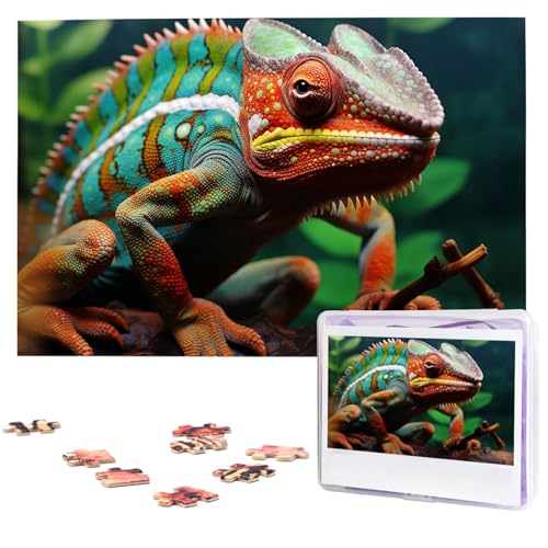 Holzpuzzle für Erwachsene, 1000 Teile, personalisiertes Chamäleon-Puzzle, interessante personalisierte Fotopuzzle, Geschenk für Urlaub, Geburtstag, Hochzeit, Jubiläum Holzpuzzle für Erwachsene, 1000 Teile, personalisiertes Chamäleon-Puzzle, interessante personalisierte Fotopuzzle, Geschenk für Urlaub, Geburtstag, Hochzeit, Jubiläum von LDTVSFZQ