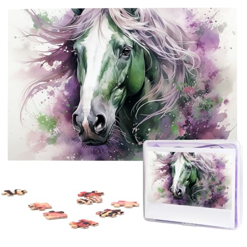 Holzpuzzle für Erwachsene, 1000 Teile, personalisiertes grünes Pferd, interessantes Puzzle, personalisierte Fotopuzzle, Geschenk für Urlaub, Geburtstag, Hochzeit Holzpuzzle für Erwachsene, 1000 Teile, personalisiertes grünes Pferd, interessantes Puzzle, personalisierte Fotopuzzle, Geschenk für Urlaub, Geburtstag, Hochzeit von LDTVSFZQ