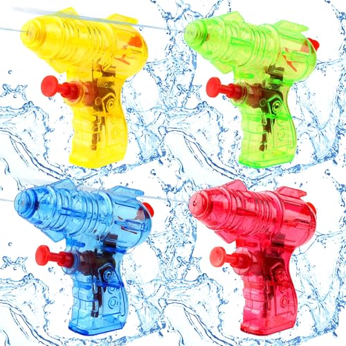 Mini Wasserpistole für Kinder,4 Stücke Wasserpistole klein transparent,Wasserspritzpistole klein Sommergeschenke Schwimmbad Strand Pool Outdoor Wasser Kampf Spielzeug Kinder von LDUMODUW